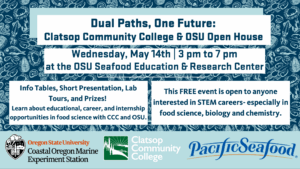 Event information with drawing of seafood fillets in background